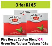 Five Roses Ceylon Blend Or Green Tea Tagless Teabags 102s Pack-For 3