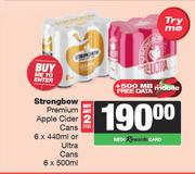 Strongbow Premium Apple Cider Cans 6 x 440ml Or Ultra Cans 6 x 500ml-For 2                          