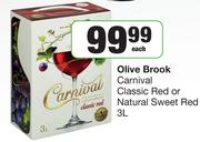 Olive Brook Carnival Classic Red Or Natural Sweet Red- 3Ltr