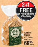 Alette's Rusks Assorted-450g/500g Each