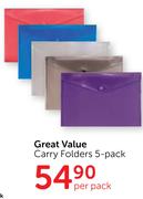 Great Value Carry Folders-5's Per Pack