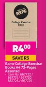 Game College Exercise Books A4 (72 Pages) Assorted