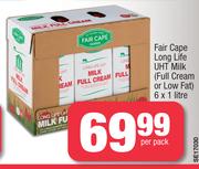 Fair Cape Ling Life UHT Milk (Full Cream Or Low Fat)-6 x 1Ltr Per Pack