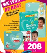 Pampers Active Baby, Premium & Pants Jumbo Pack Assorted Size-Each