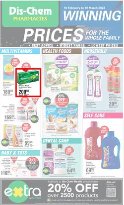 Dis-Chem : Winning Prices (16 February - 12 March 2023), page 1