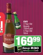 KWV 3 Year Old Brandy-750ml Plus 5 Year Old 50ml-For Both