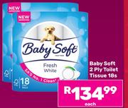 Baby Soft 2 Ply Toilet Tissue 18s-Each
