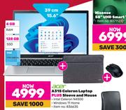 Acer A315 Celeron Laptop Plus Sleeve & Mouse