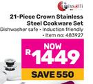Tissolli 21-Piece Crown Stainless Steel Cookware Set-Per Set