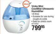 Vicks 1.8ltr Mini Coolmist Ultrasonic Humidifier