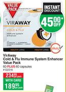 VirAway Cold & Flu Immune System Enhancer Value Pack (60 Plus 60 Capsules)-Per Pack