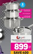 Tissolli 8 Piece Stainless Steel Solid Lids Pot Set-Per Set