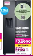 Samsung 617L Side By Side Freezer Fridge With Water Dispenser RS64DG53R3B1FA Plus Free Fit 3 Watch