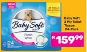 Baby Soft 2 Ply Toilet Tissue 24 Pack