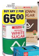 Spar Refined White Or Brown Sugar-For Any 2x2Kg