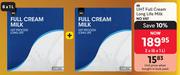 M UHT Full Cream Long Life Milk-2 x 6 x 1L