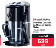 Russell Hobbs 2 In 1 Ice Crusher & Frozen Drinks Maker RHIC1-Each
