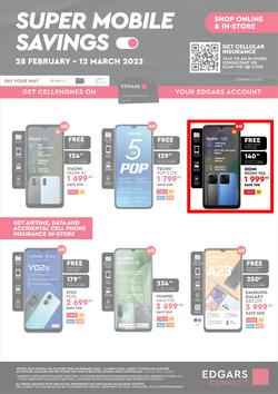 Edgars Mobile : Super Mobile Savings (28 February - 12 March 2023), page 1