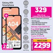 2 x Samsung Galaxy A04 Smartphone-On 1.2GB Red Top Up More Data + On Promo 70