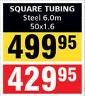 Steel Square Tubing 6.0m-50x1.6