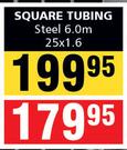 Steel Square Tubing 6.0m-25x1.6