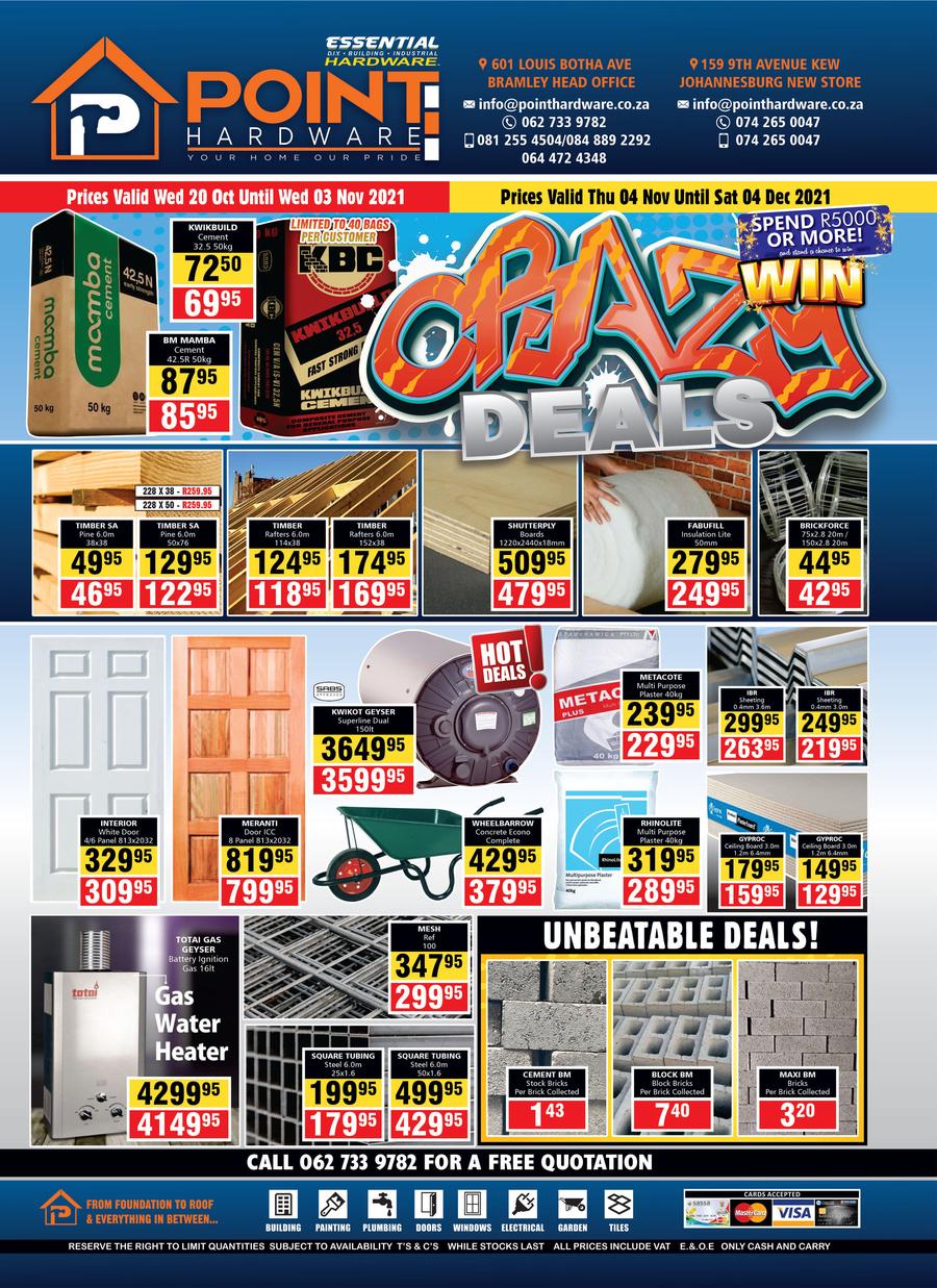 Monthly DEALS AND SPECIALS – POINT HARDWARE - JHB