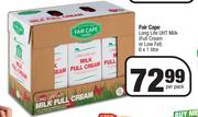 Fair Cape Long Life UHT Milk Full Cream Or Low Fat-6 x 1L Per Pack