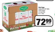 Fair Cape Long Life UHT Milk Full Cream Or Low Fat-6 x 1L Per Pack