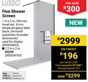 Lusso Floe Shower Screen 1m x 2m 850024823