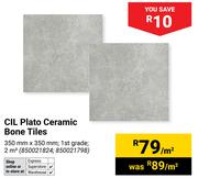 CIL Plato Ceramic Bone Tiles 350mm x 350mm-Per Sqm