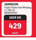 Jameson Triple Triple Irish Whiskey 850019410-750ml 