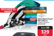 Home Living Velour Beach Towel 850010555-180 x 180cm Each