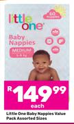 Little One Baby Nappies Value Pack Assorted Sizes-Each