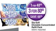 Sta-Soft Dilutable Concentrated Refill Pack Assorted-For 3 x 500ml