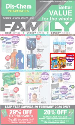 Dis-Chem : Better Value For The Whole Family (15 February - 10 March 2024), page 1