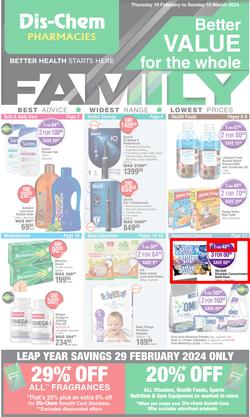 Dis-Chem : Better Value For The Whole Family (15 February - 10 March 2024), page 1