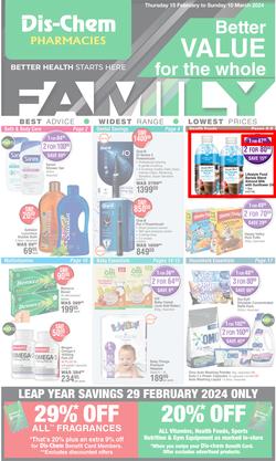 Dis-Chem : Better Value For The Whole Family (15 February - 10 March 2024), page 1