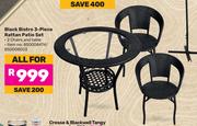 Black Bistro 3 Piece Rattan Patio Set-All For