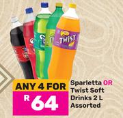 Sparletta Or Twist Soft Drinks Assorted-For 4 x 2L