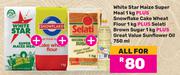 White Star Maize Super Meal 1Kg+Snowflake Cake Wheat Flour 1Kg+Sealti Brown Sugar 1Kg-All For
