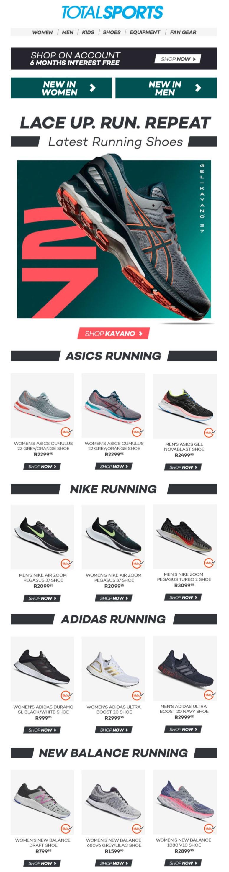 total sports nike running shoes