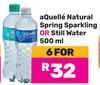Aquelle Natural Spring Sparkling Or Still Water-For 6 x 500ml
