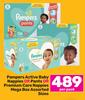 Pampers Active Baby Nappies Or Pants Or Premium Care Nappies Mega Box Assorted Sizes-Per Pack