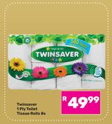 Twinsaver 1 Ply Toilet Tissue Rolls-8s