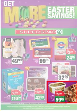 SUPERSPAR EASTERN CAPE : Get More Easter Savings (05 April - 18 April 2022) | Valid In Bluewater Bay, Despatch, Gelvandale, Hunters Retreat, Mount Pleasant, Newton Park, Our, Sunridge, page 1