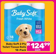 Baby Soft 2 Ply Toilet Tissue Rolls 18 Pack-Each