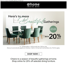 @Home : Here's To More Beautiful Gatherings (Request Valid Dates From Retailer)