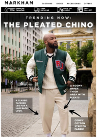 Markham : The Pleated Chino (Request Valid Dates From Retailer)