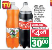 Coca Cola, Fanta, Sprite, Tab Or Stoney (Lite, Diet Or Zero Range Excl.Regular Range)-For 2x2.5Ltr