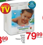 Spar Toilet Tissue Rolls 2 Ply-18's Per Pack